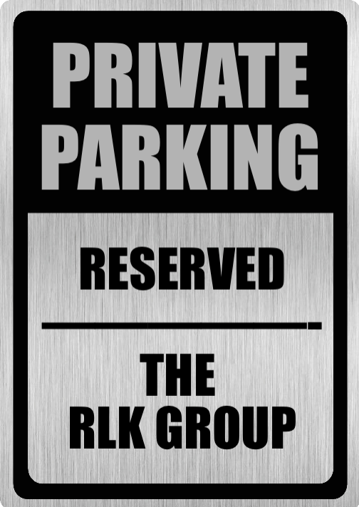 Custom Parking Sign | Black Header | Brushed Silver Version