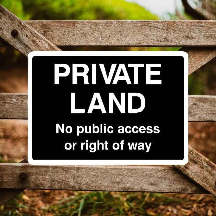 Private Land No Access Way Sign