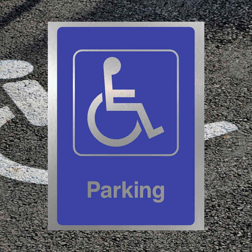 Disabled Parking Only Sign in Brushed Silver-150 x 200 mm-3mm Brushed silver Composite Aluminium-No fixings-The Sign Shed