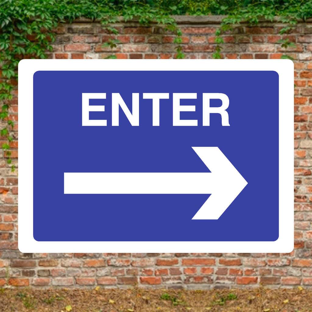 Enter RIGHT Arrow Sign-A4 (297 x 210 mm)-3mm Recycled Plastic-No fixings-The Sign Shed