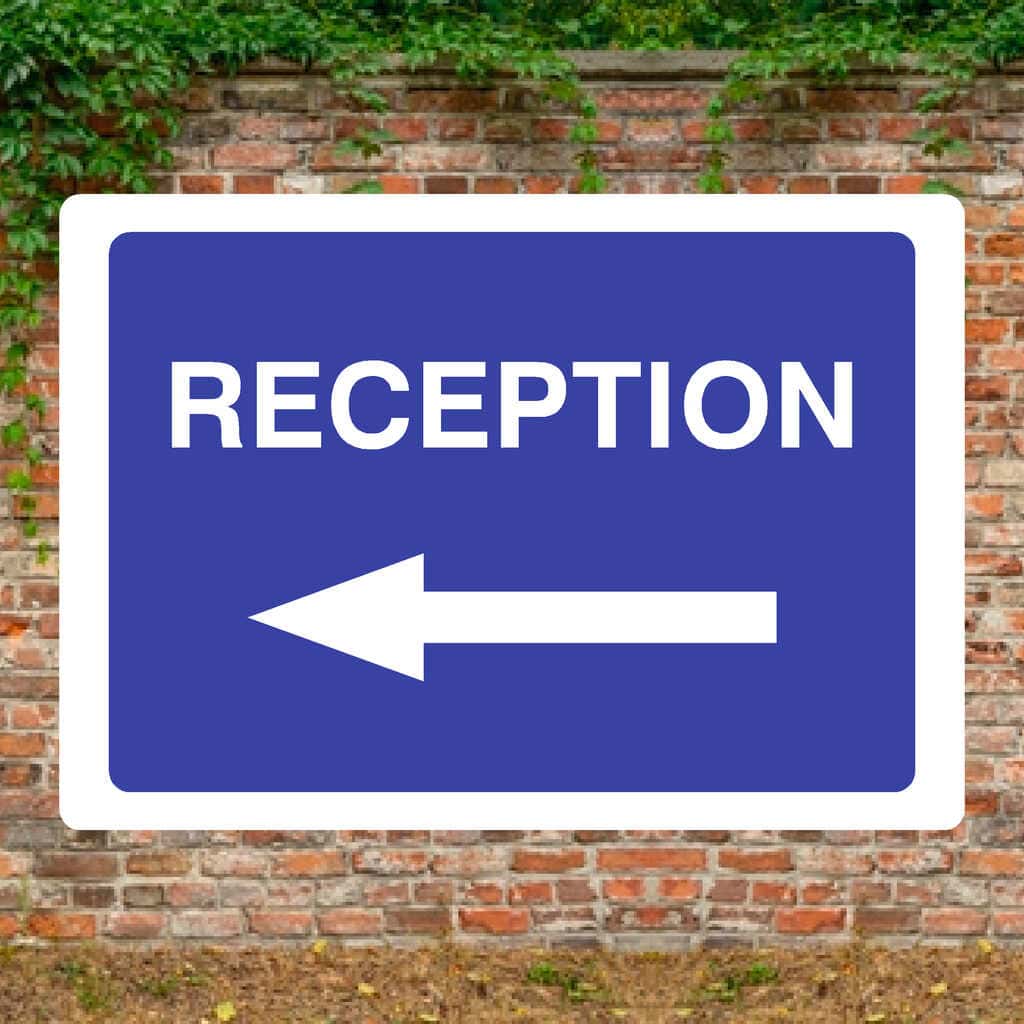 Reception Left Arrow Sign-A4 (297 x 210 mm)-3mm Recycled Plastic-No fixings-The Sign Shed