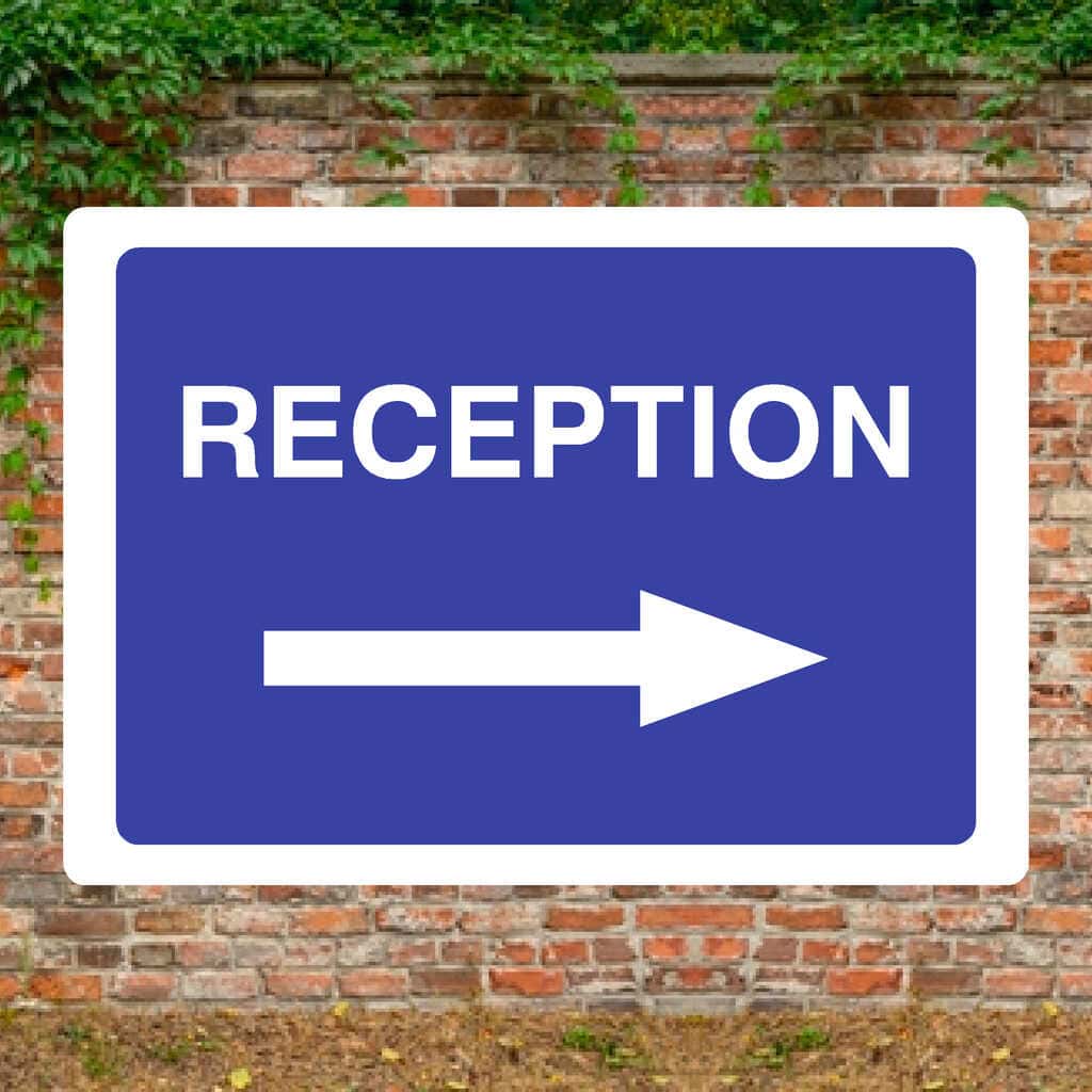 Reception RIGHT Arrow Sign-A4 (297 x 210 mm)-3mm Recycled Plastic-No fixings-The Sign Shed