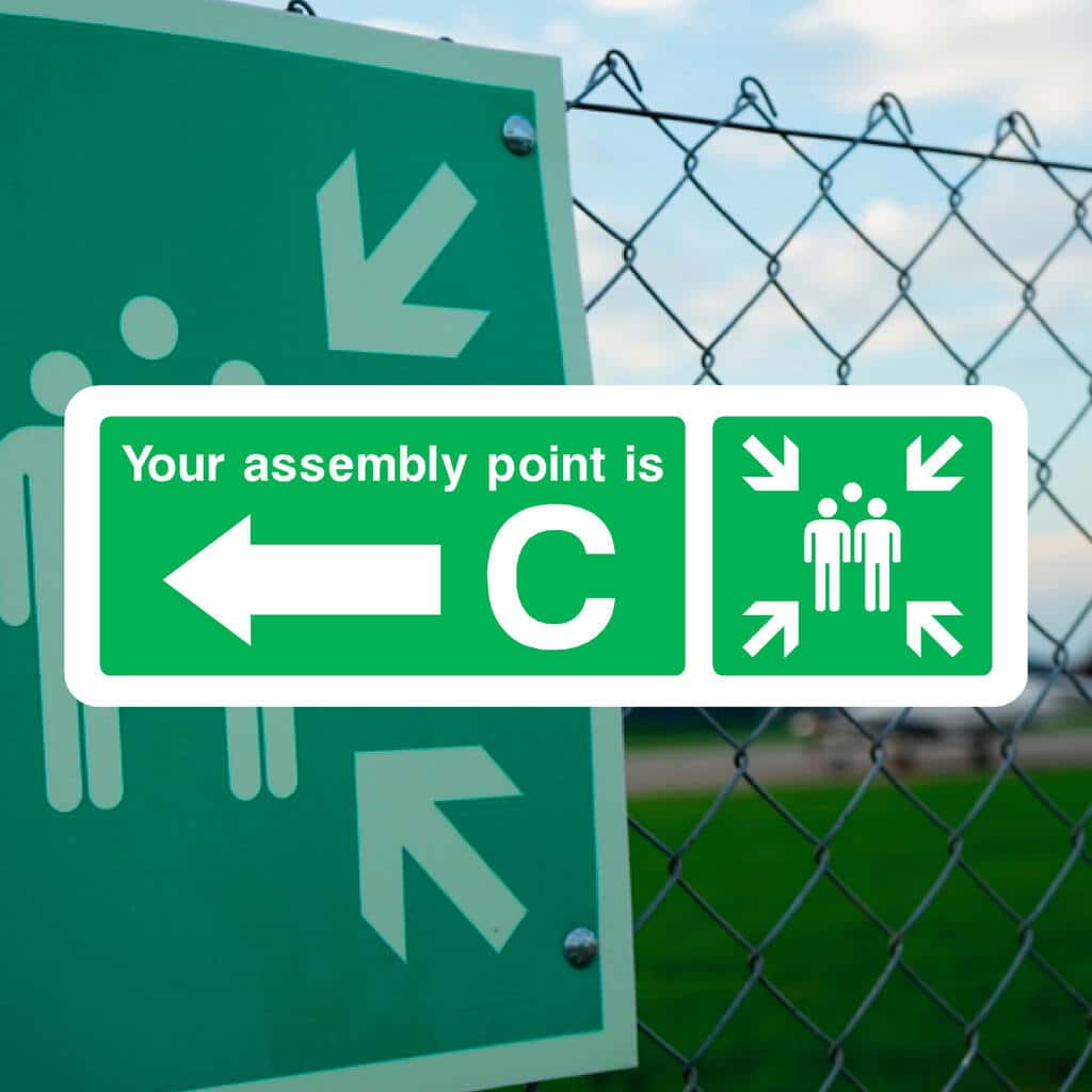 Assembly Point C Sign With Left Arrow | Fire Safety Signs