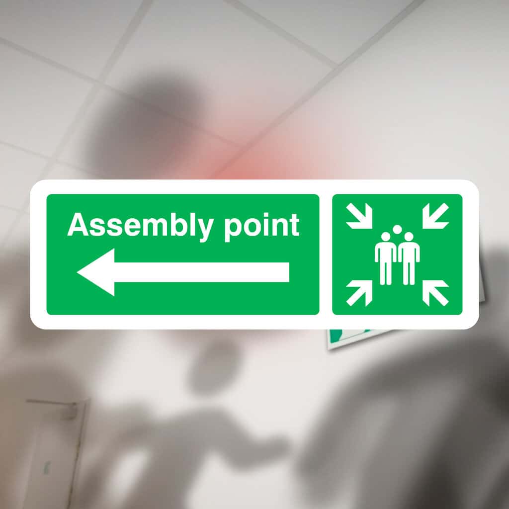 Label Point Left Assembly Point Left Arrow Sign | Fire Safety Sign