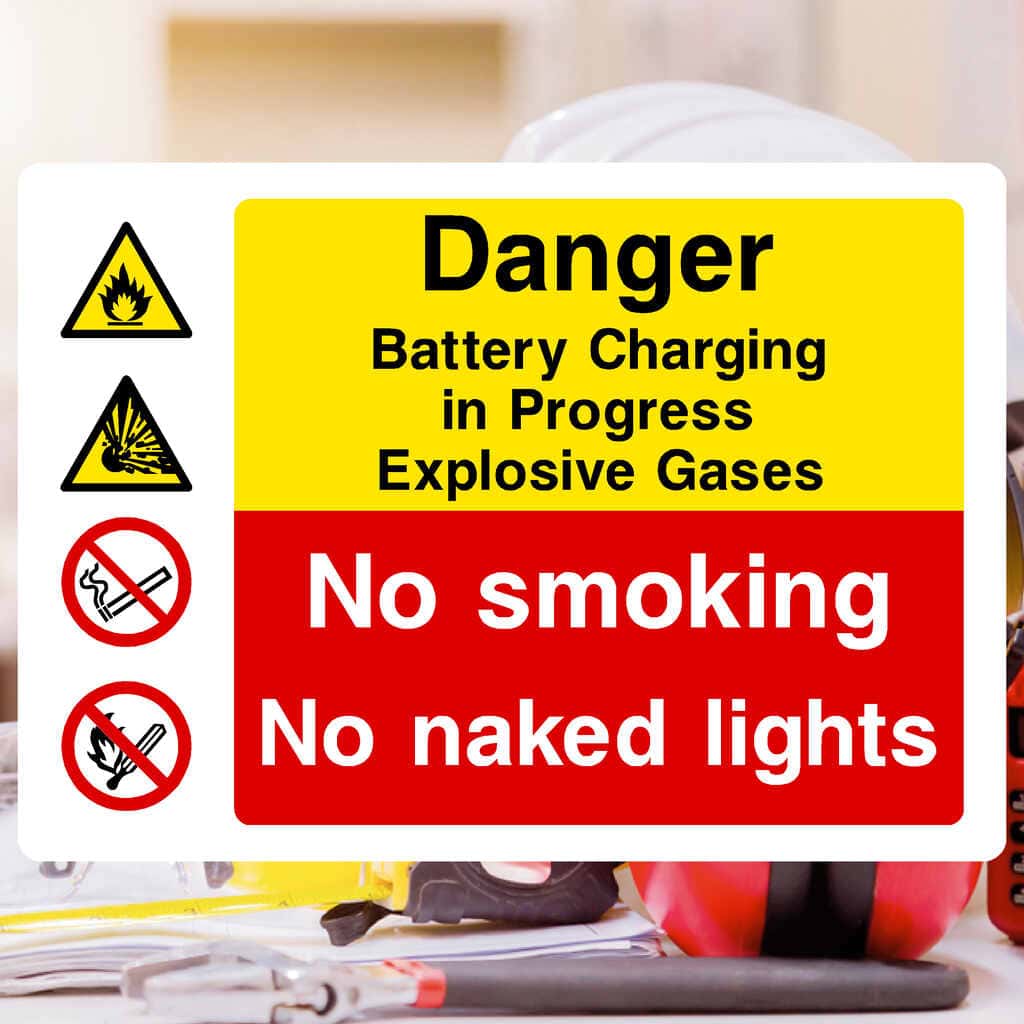 Battery Charging Warning Sign