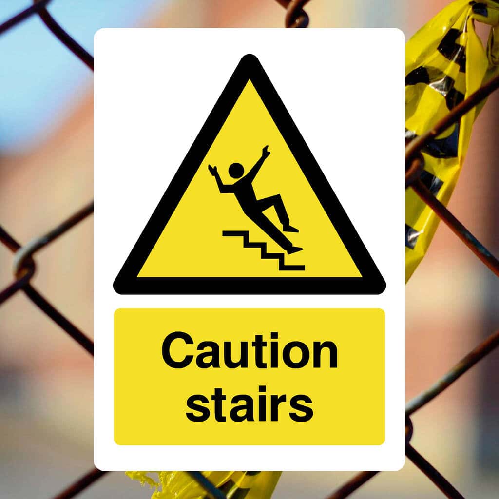Caution Stairs Sign – ISO 7010 Warning Safety Sign – The Sign Shed