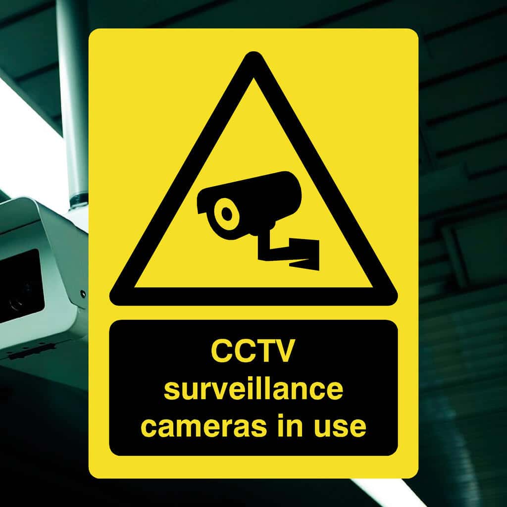 Yellow CCTV Signs