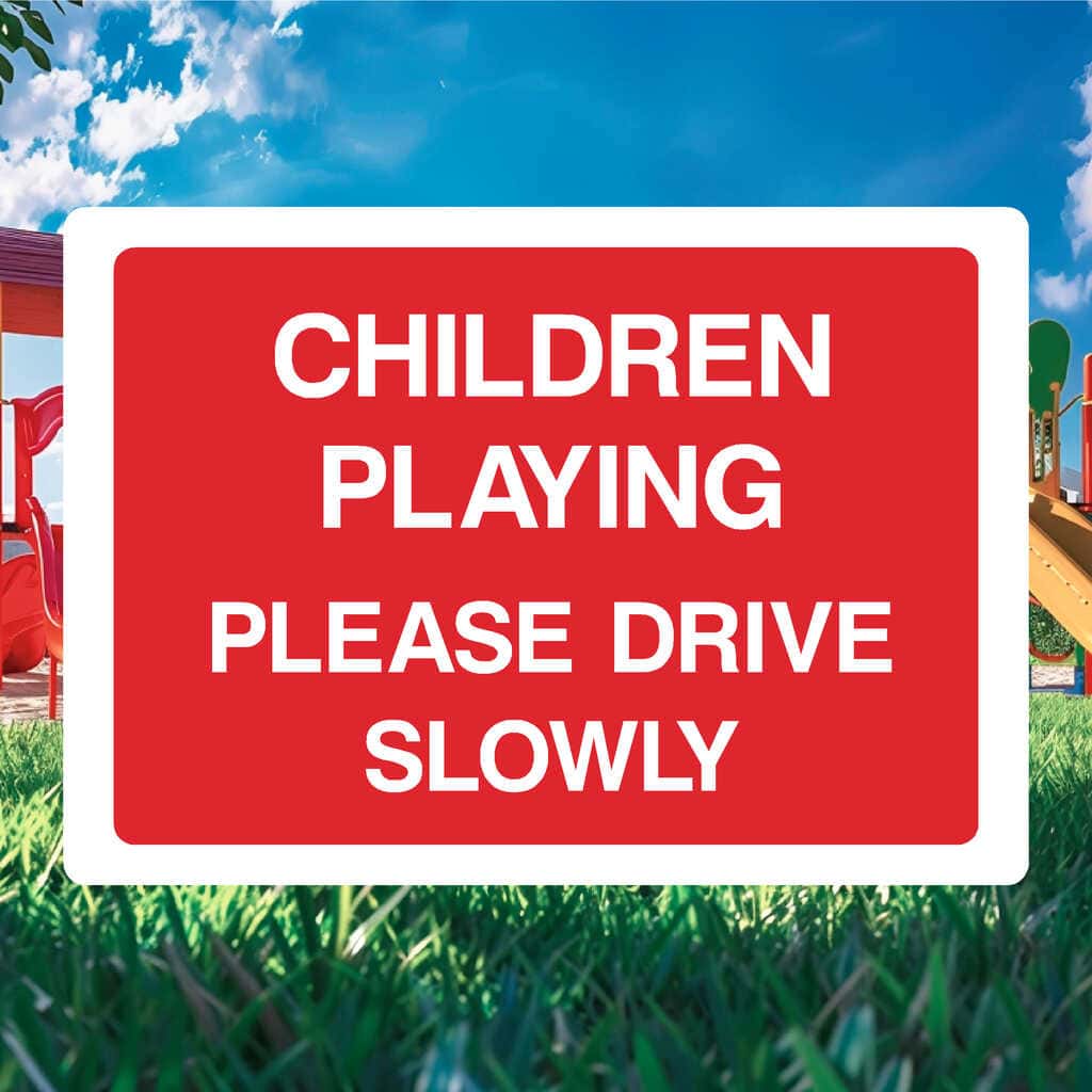 Children Playing Please Drive Slowly Sign - The Sign Shed