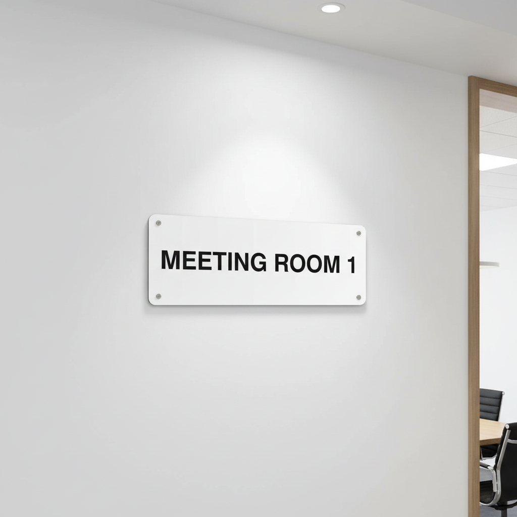 Custom White Sign in office interior