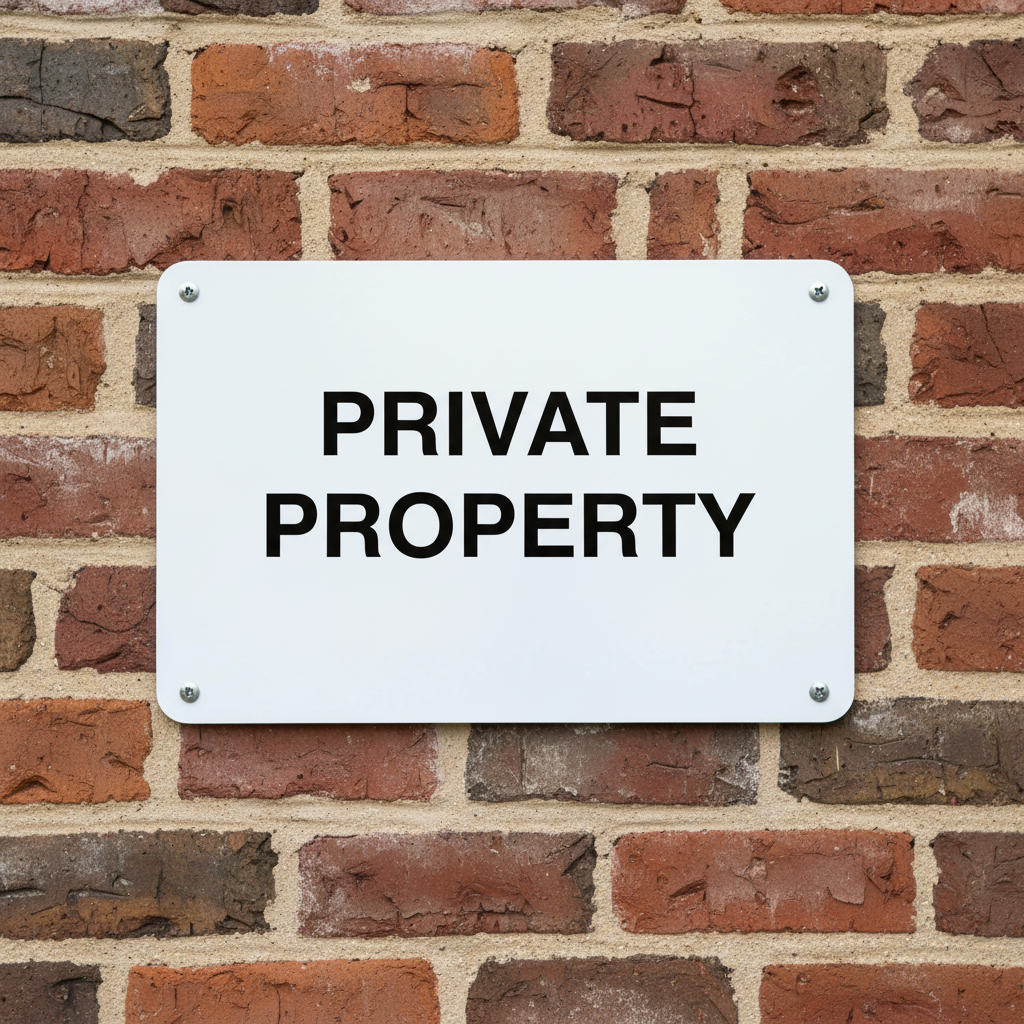 Custom White Sign on brick wall outdoors