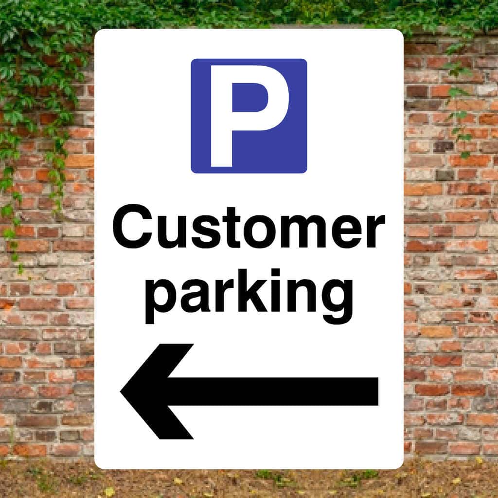 Customer Parking Left P Sign – Parking Direction Sign