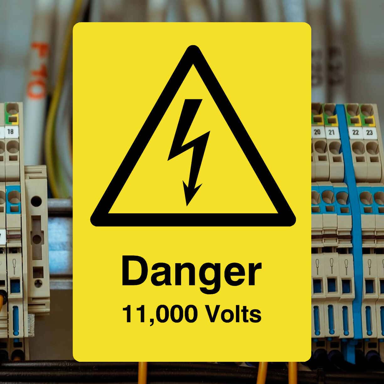 Danger 11000 Volts Yellow Sign - The Sign Shed