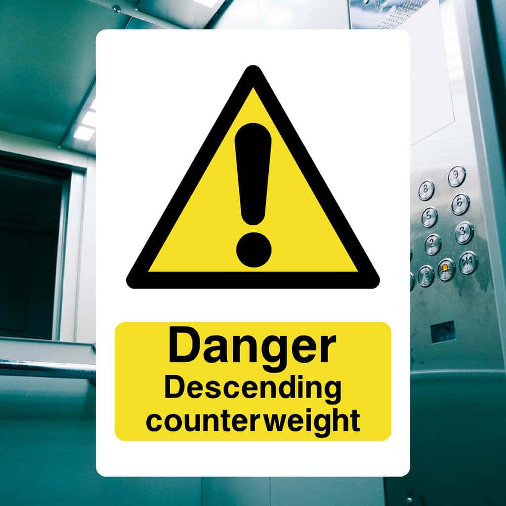 Counterweight Descending Sign – Safety Sign for Lift – The Sign Shed