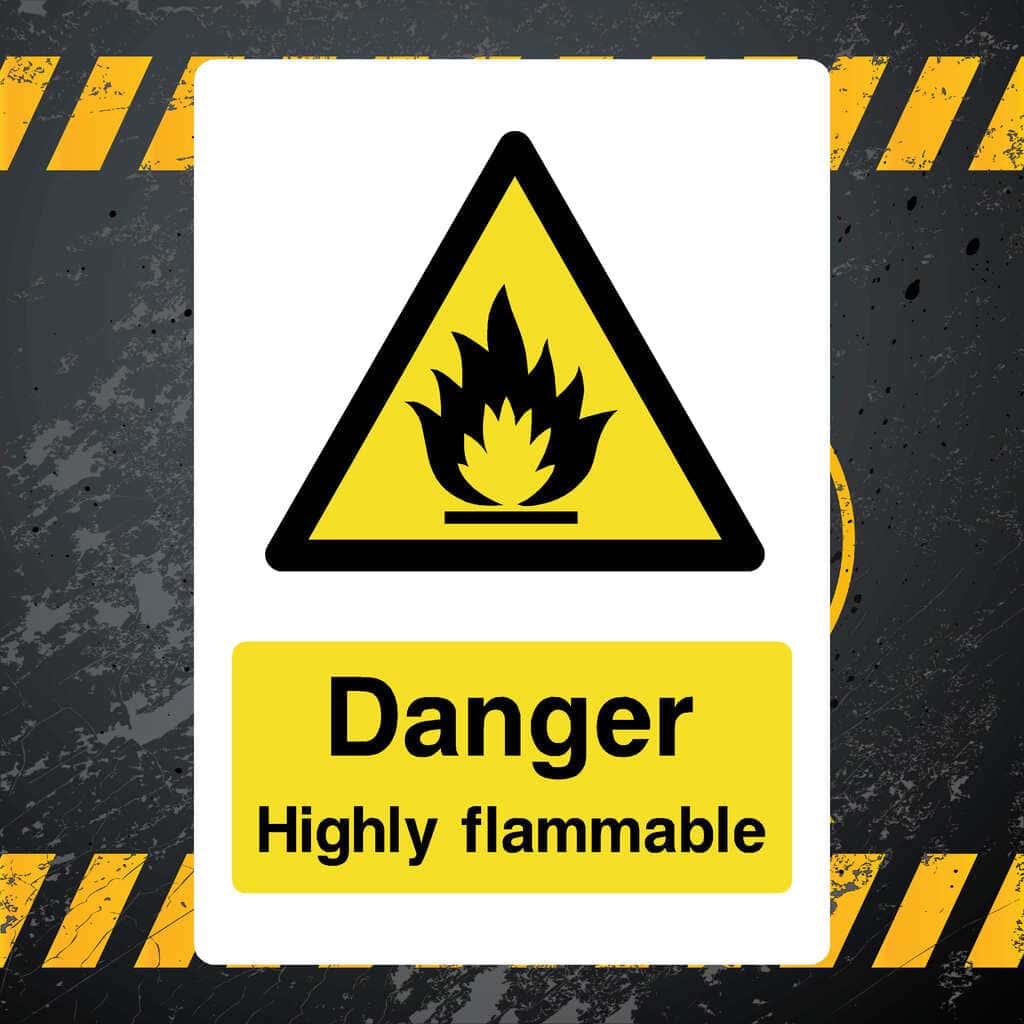 Danger Highly Flammable Sign – ISO HSE Compliant – The Sign Shed