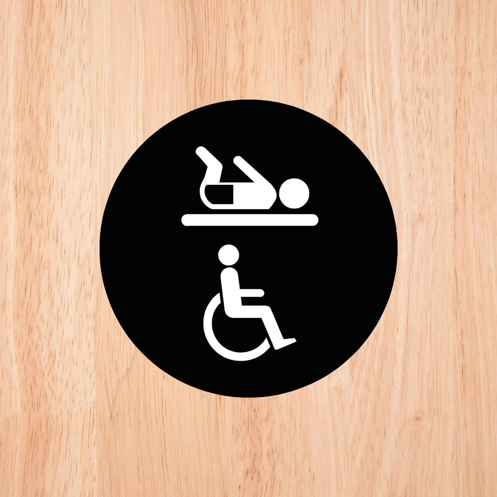 DISABLED BABY CHANGE Premium Black toilet door sign - The Sign Shed