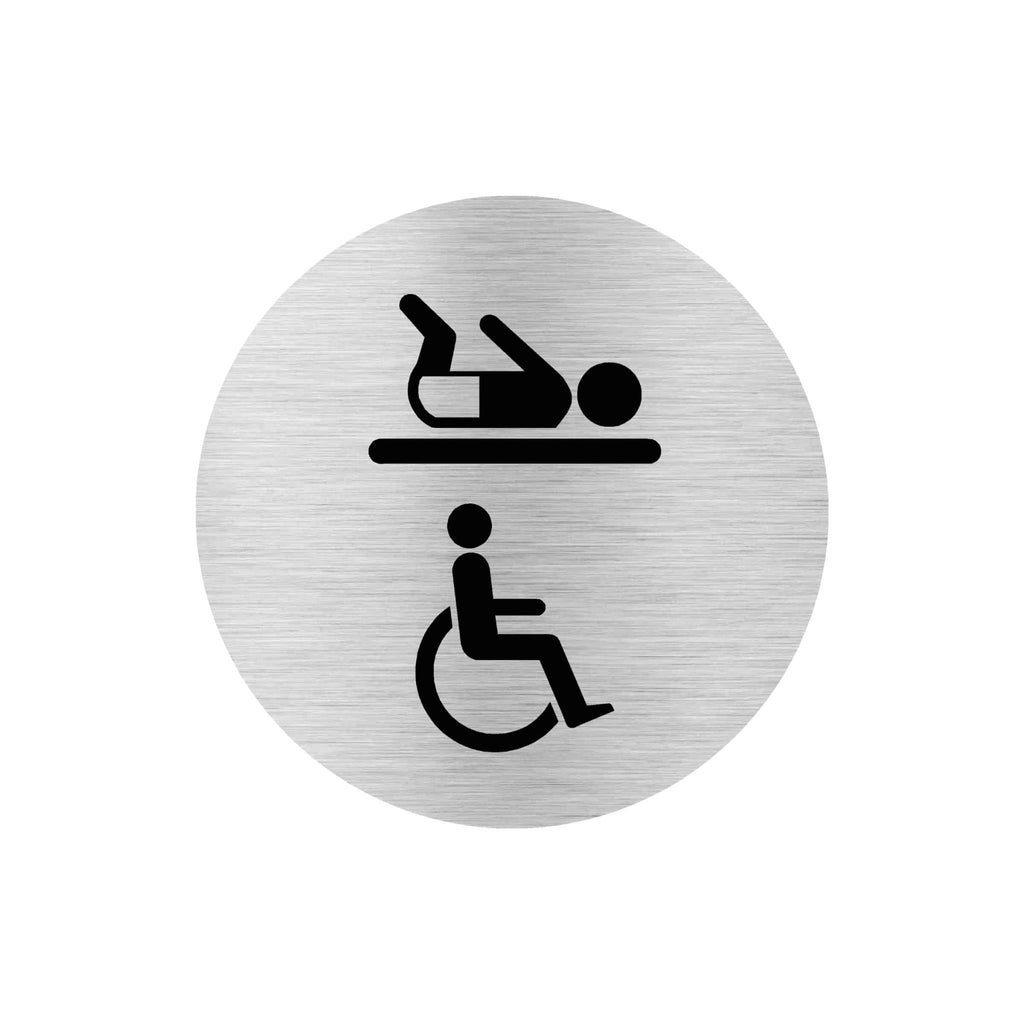 DISABLED BABY CHANGE Premium Brushed Silver toilet door sign - The Sign Shed