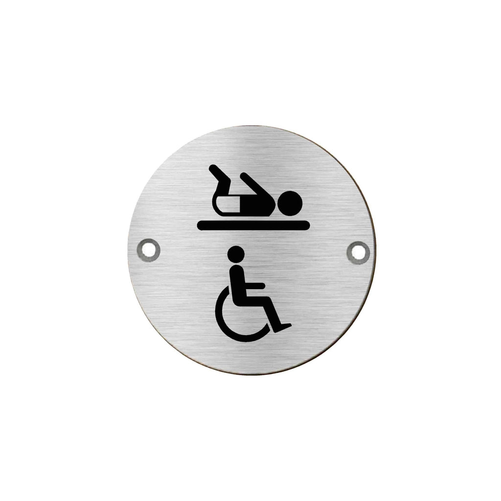 Disabled Baby Change Toilets Door Sign Stainless Steel - The Sign Shed