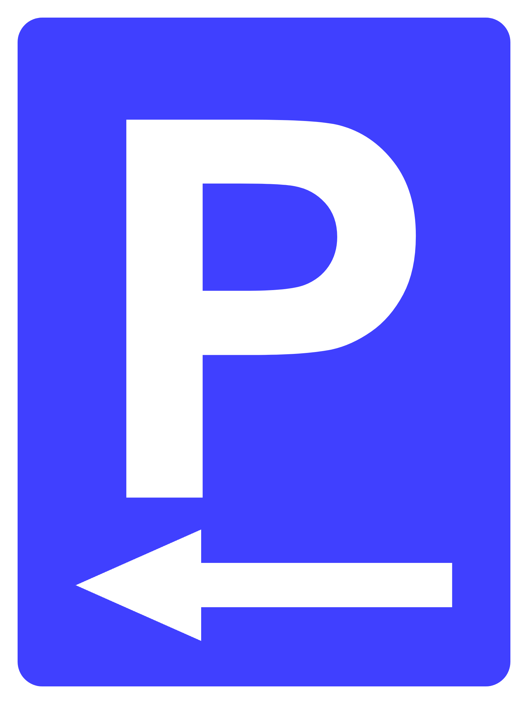 Custom Blue Sign Left Arrow Portrait