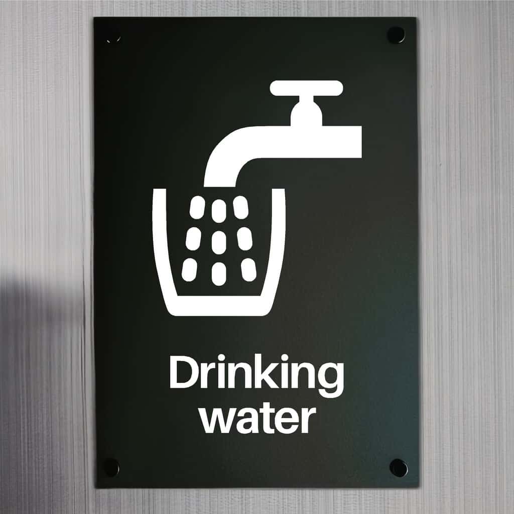 Example Watersign Drinking Water Sign – Midnight Black (EN ISO 7010)