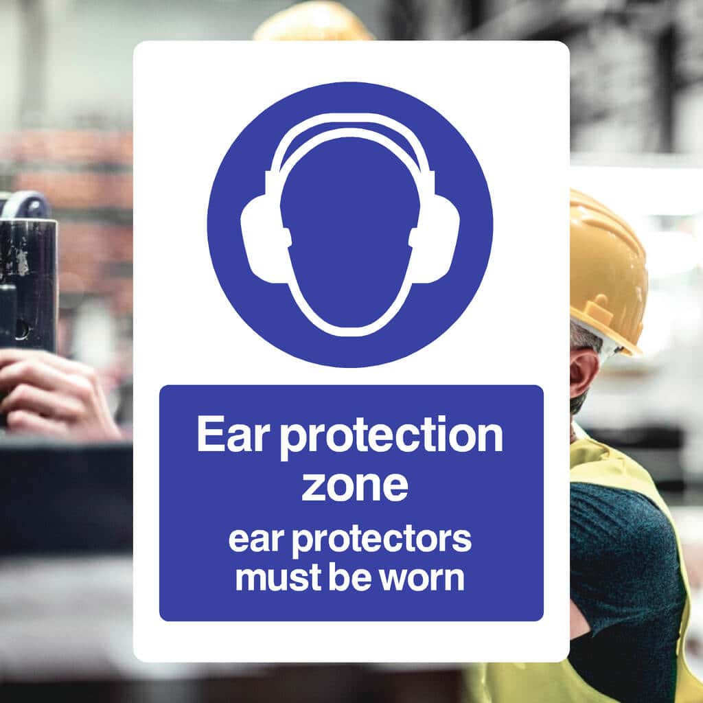 Single Ear Protection Signage Ear Protection Signs – ISO 7010 Hearing Safety Signs