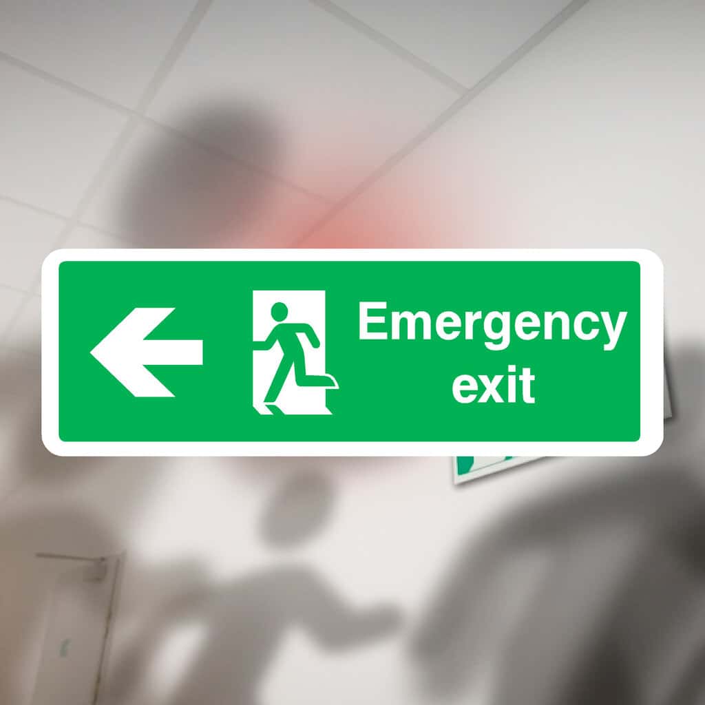 Emergency Exit Sign Left Arrow - The Sign Shed