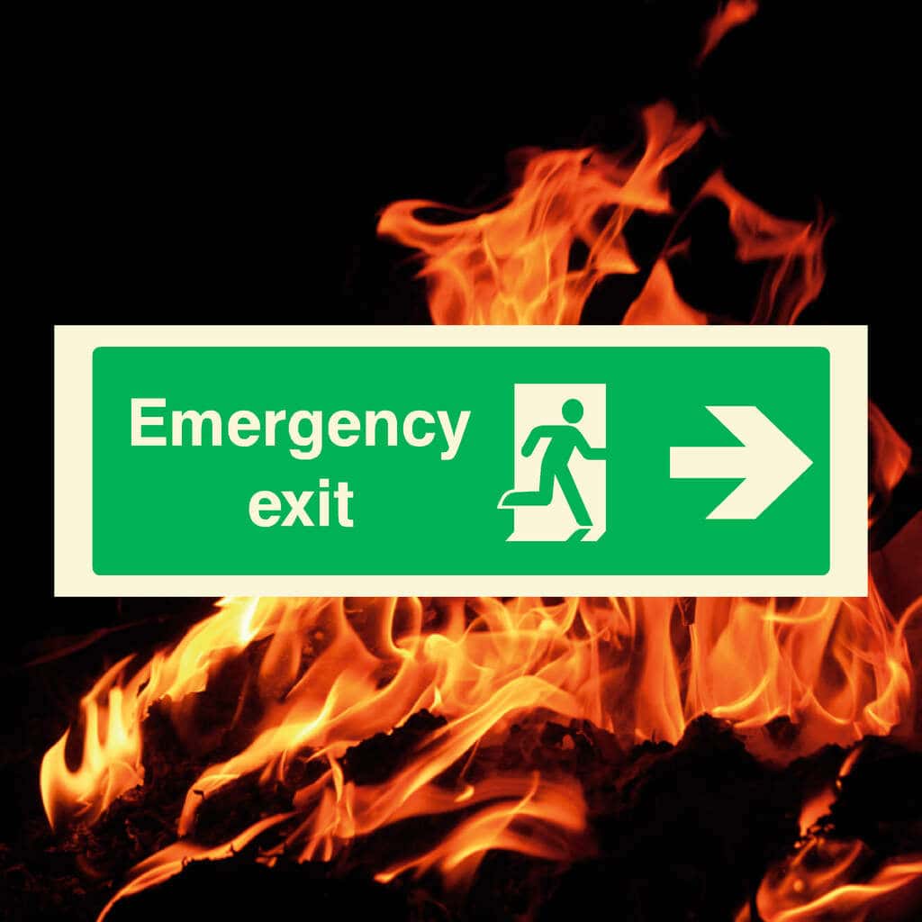 Exit Roue Emergency Fire Exit Left Emergency Fire Exit Right Fire Escape Route