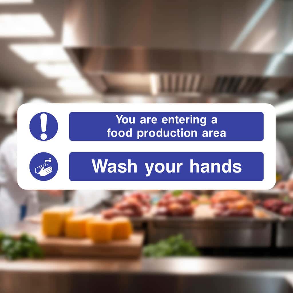 Kitchen Production Sign Food Production Area Sign – Wash Hands Reminder