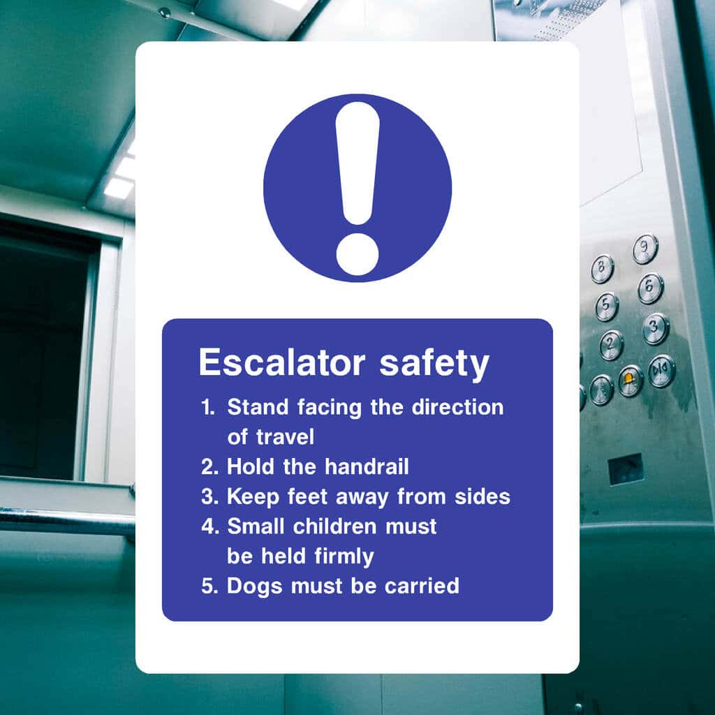 Excalator Sign Escalator Safety Rules Sign – Mandatory Safety Sign – The Sign Shed