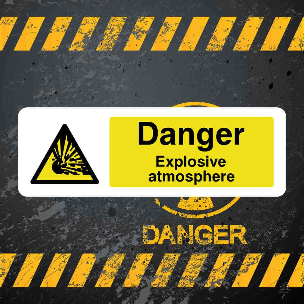 Explosive Environment. Sign Explosive Atmosphere Danger Sign – ISO 7010 Safety Sign – The Sign Shed