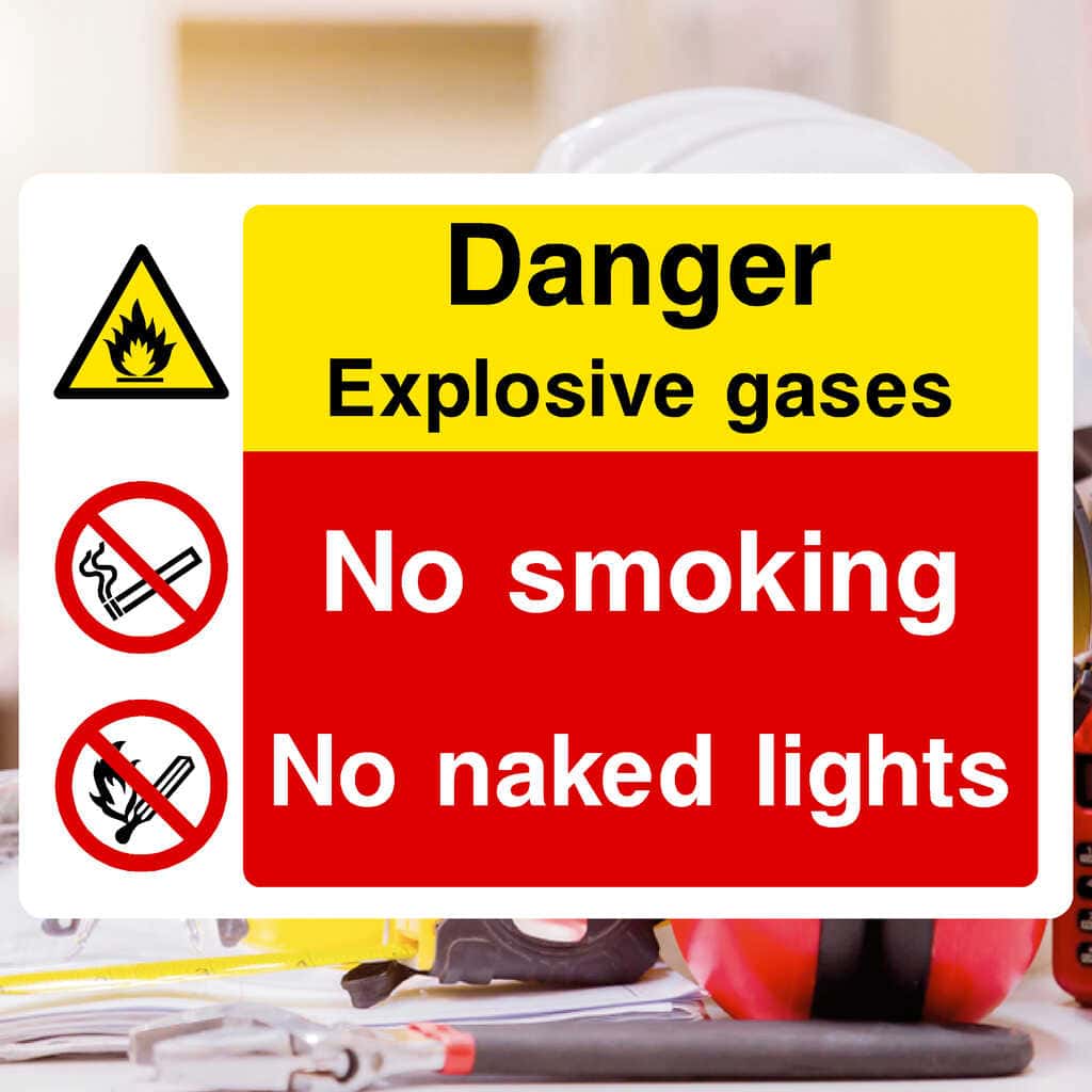 Explosive Gases No Smoking No Naked Lights Sign - The Sign Shed