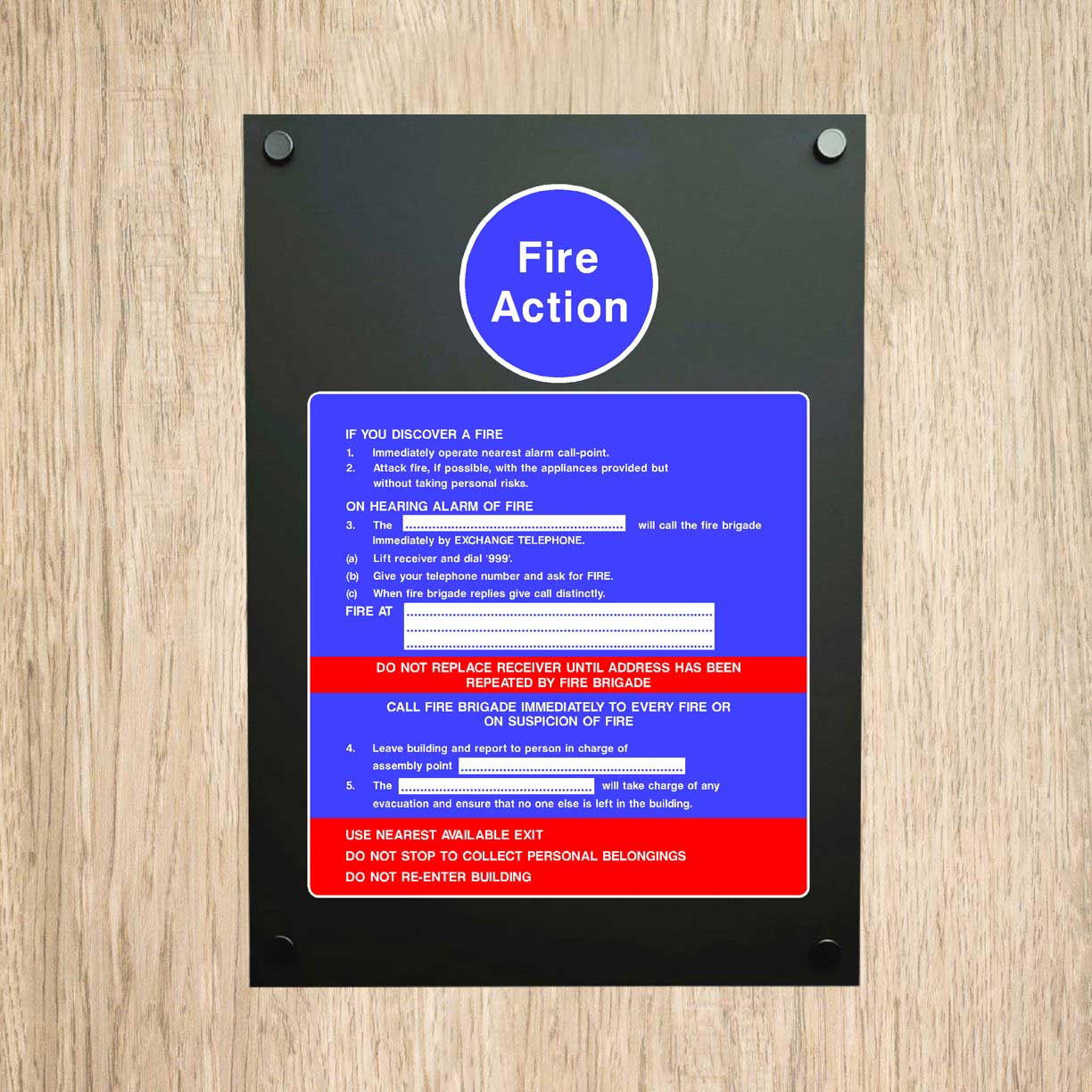 Fire Command Sign Fire Procedure Sign