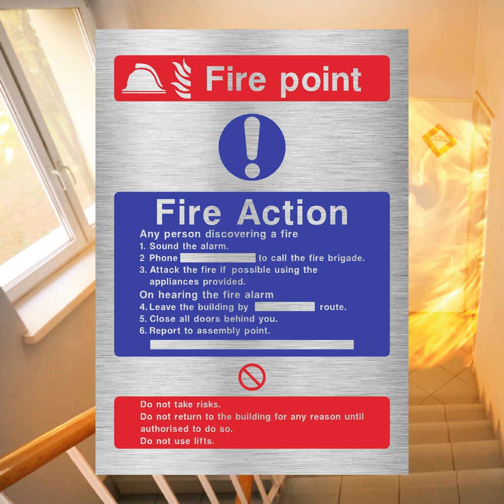Fire Point Action Sign | Brushed Silver