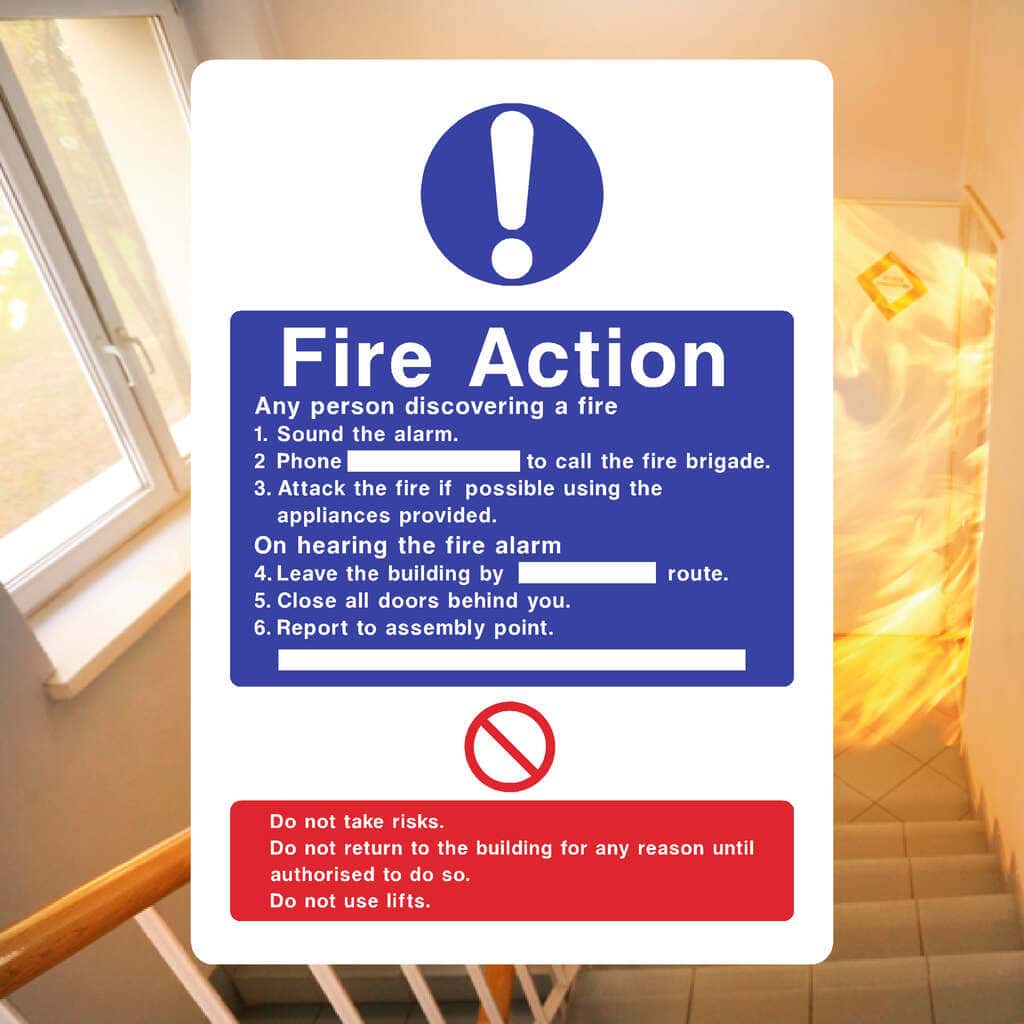 Fire Action Fire Sign - The Sign Shed
