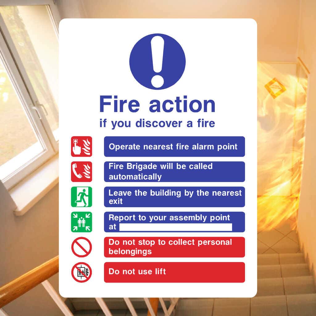 Fire Action 6-Step Sign – HSE-Compliant Safety – The Sign Shed