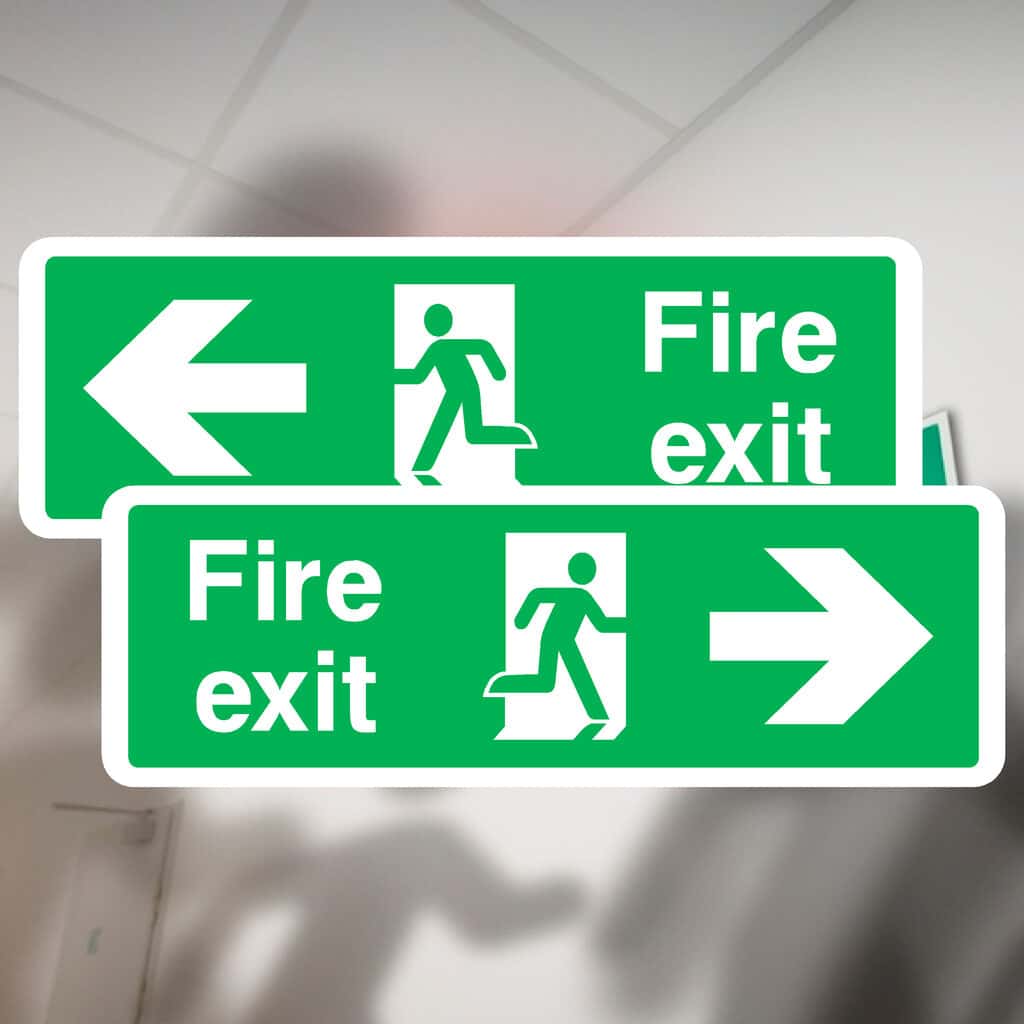 Fire Exit Double Sided Sign Left And Right Arrow - The Sign Shed