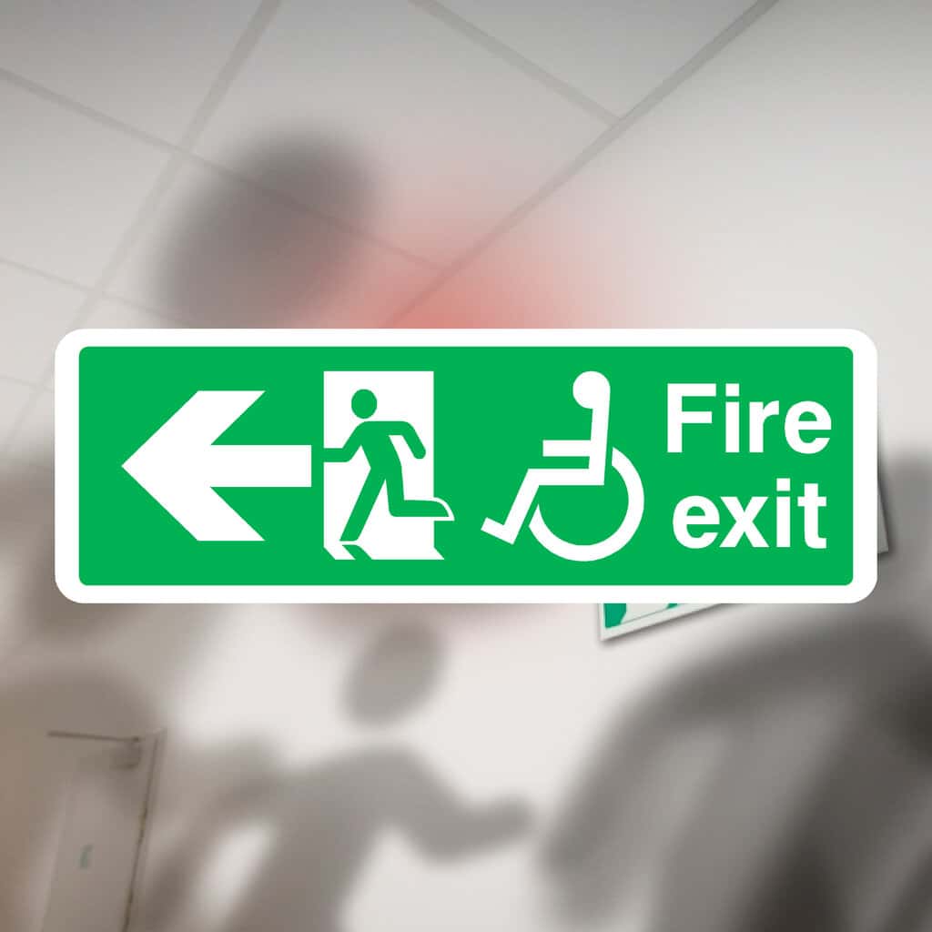 Fire Exit Refuge Sign Left Arrow - The Sign Shed