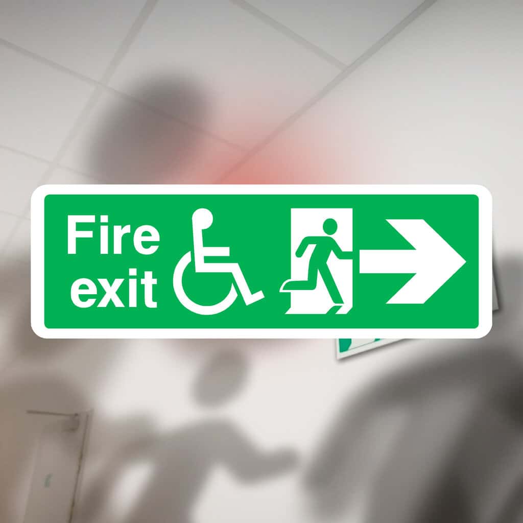 Fire Exit Refuge Sign Right Arrow - The Sign Shed