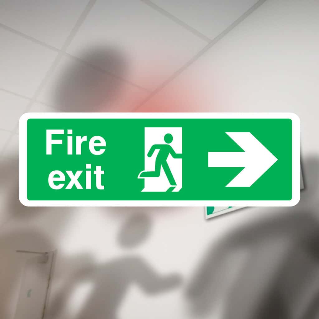 Fire Go Sign Fire Exit Right Arrow Sign – UK Compliant Safety Signage