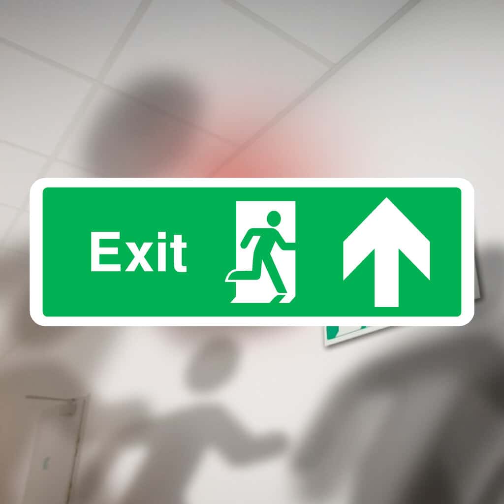 Shell Exit Sign Exit Sign Up Arrow – HSE & BS EN ISO 7010 Compliant Sign – The Sign Shed