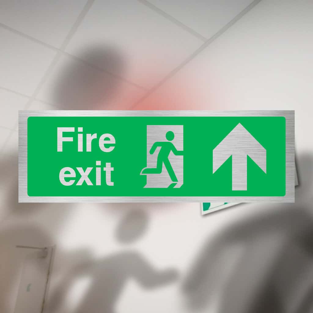 Fire Exit Up Arrow Sign | Brushed Silver – The Sign Shed