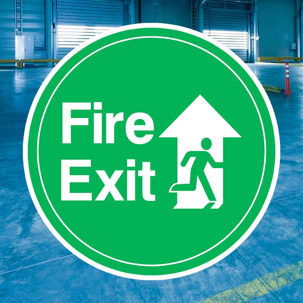 Fire Exit Arrow‑Up Floor Sign – HSE & BS Compliant – The Sign Shed