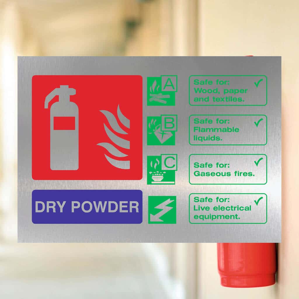 Dry Powder Fire Extinguisher Sign Silver – The Sign Shed