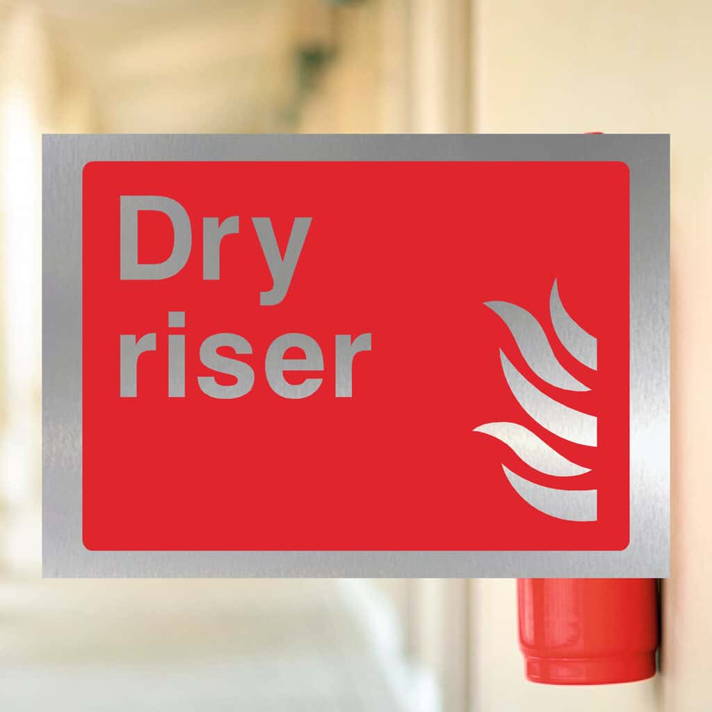 Dry Riser Sign Brushed Silver | Fire Safety Sign – The Sign Shed