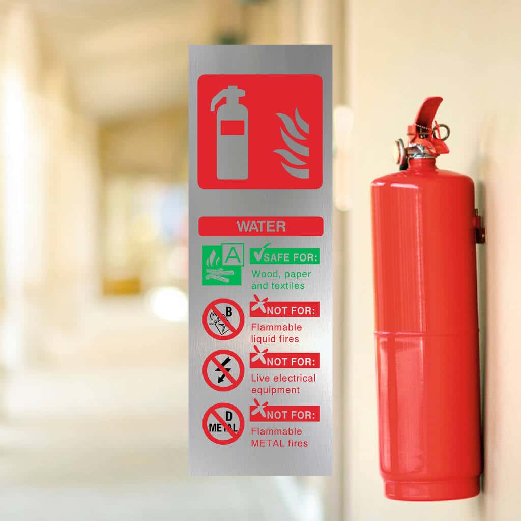 Water Extiguers Sign Water Fire Extinguisher Sign Silver – The Sign Shed