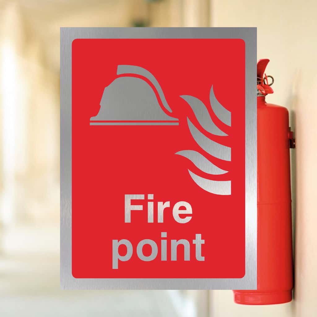 Brushed Silver Fire Point Sign