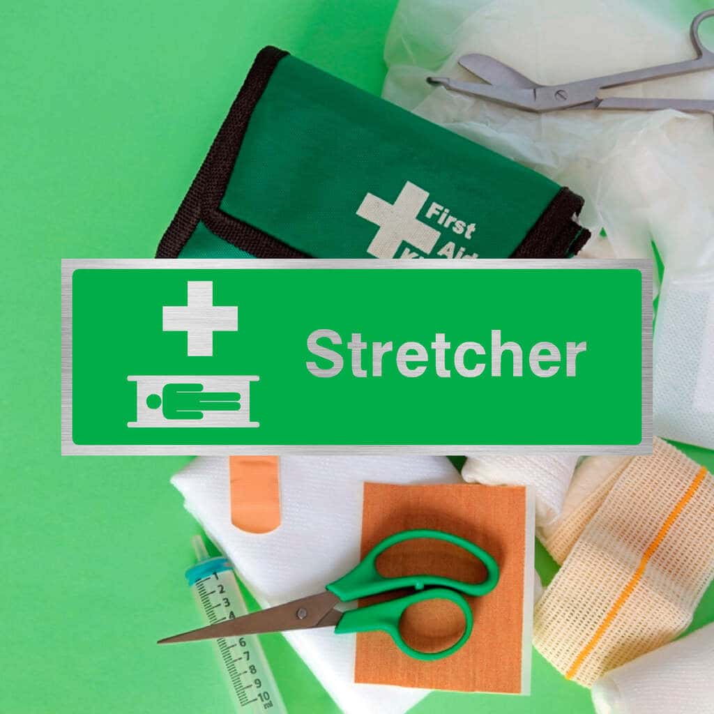 First Aid Stretcher Brushed Silver Sign – The Sign Shed