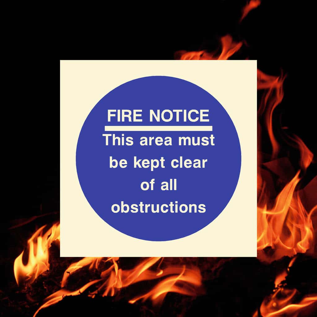 Glow In The Dark Area Must Be Clear Fire Door Sign - The Sign Shed