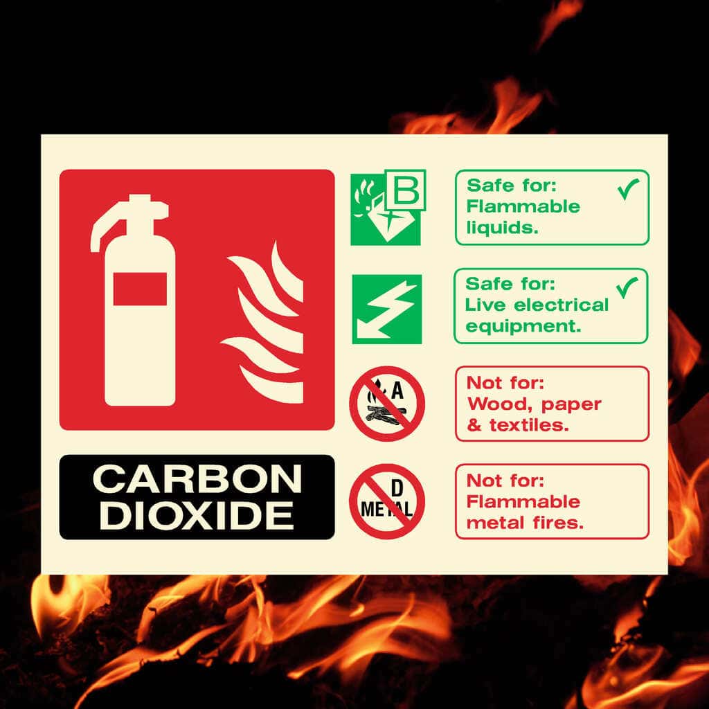 Glow In The Dark Carbon Dioxide Fire Extinguisher Sign - The Sign Shed