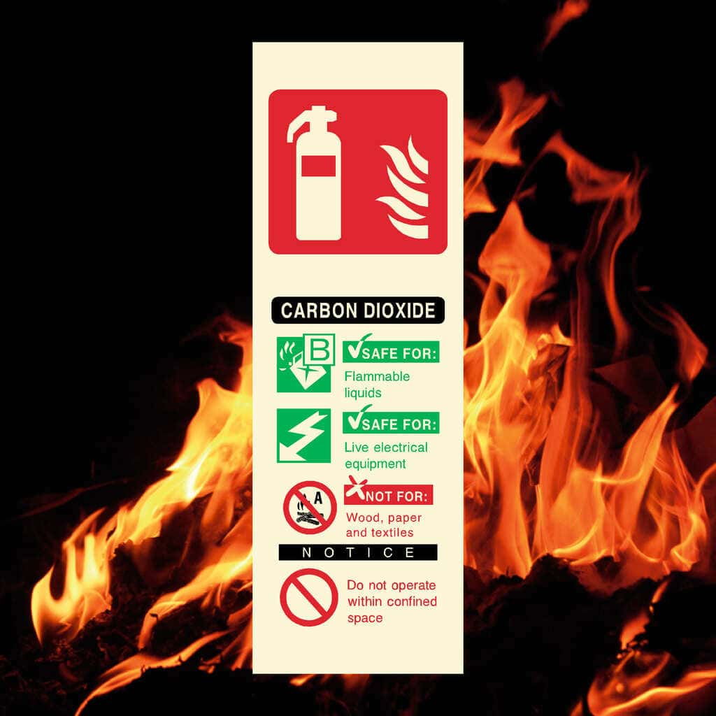 Glow In The Dark Carbon Dioxide Fire Extinguisher Sign - The Sign Shed