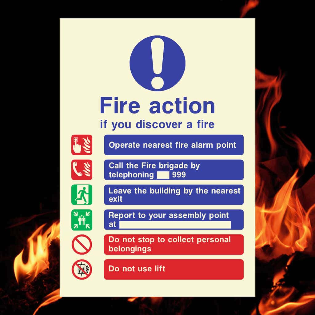 Fire Action Point Glow Sign | Photoluminescent